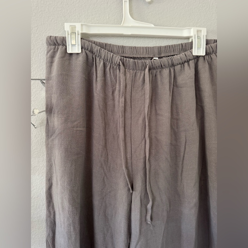 Linen & Cotton Wide-Leg Pants. Grey. NWT. Size XL - Picture 3 of 4